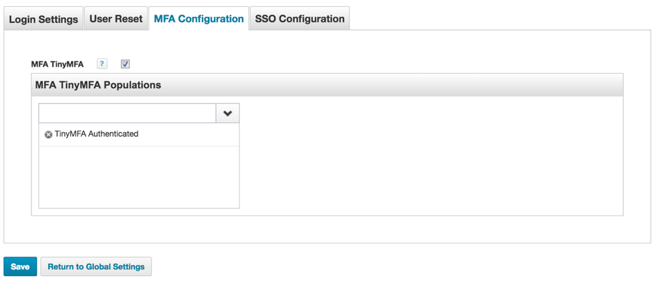 MFA Configuration settings
